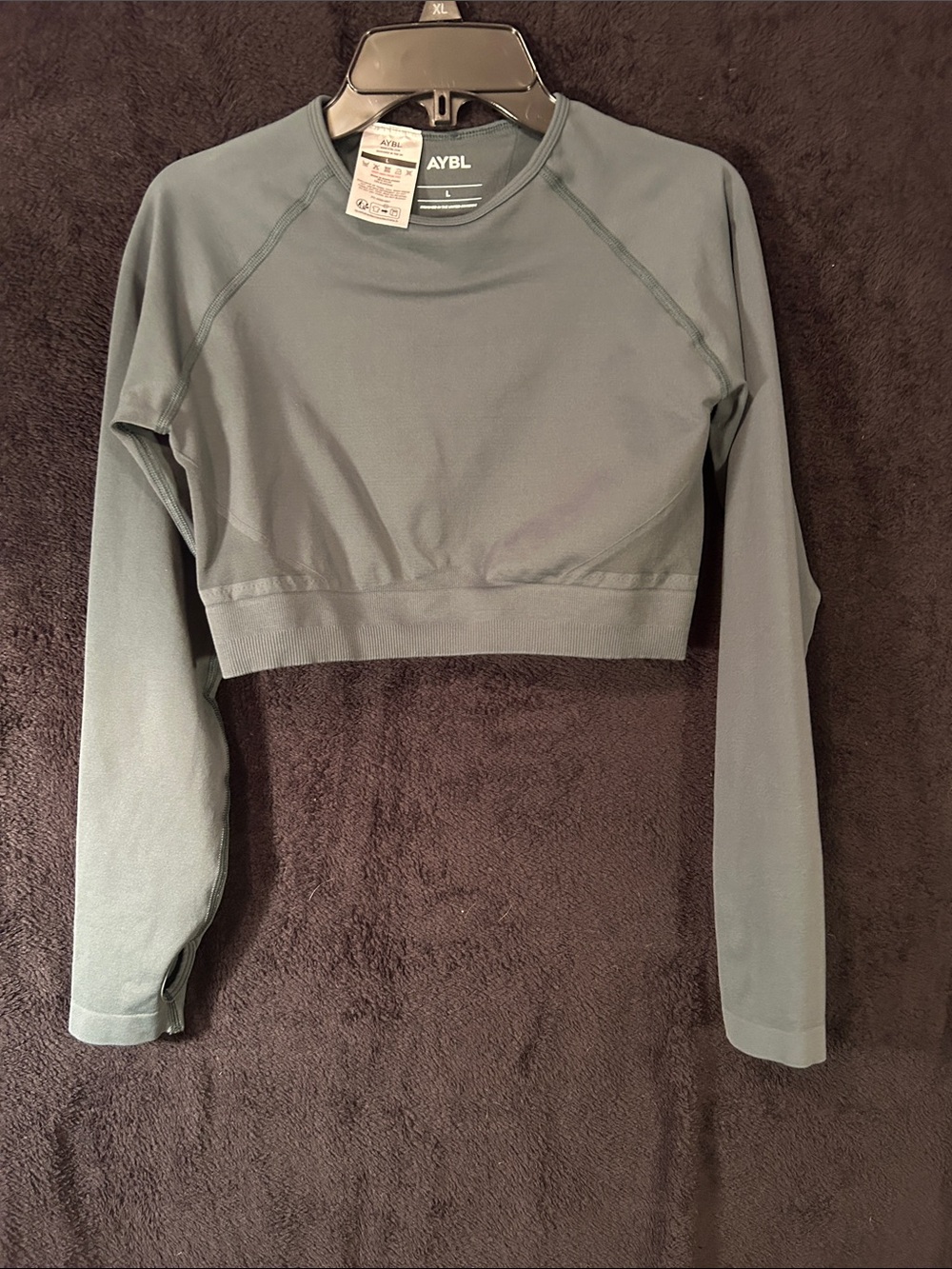 AYBL Cropped Long Sleeve Top in Sage